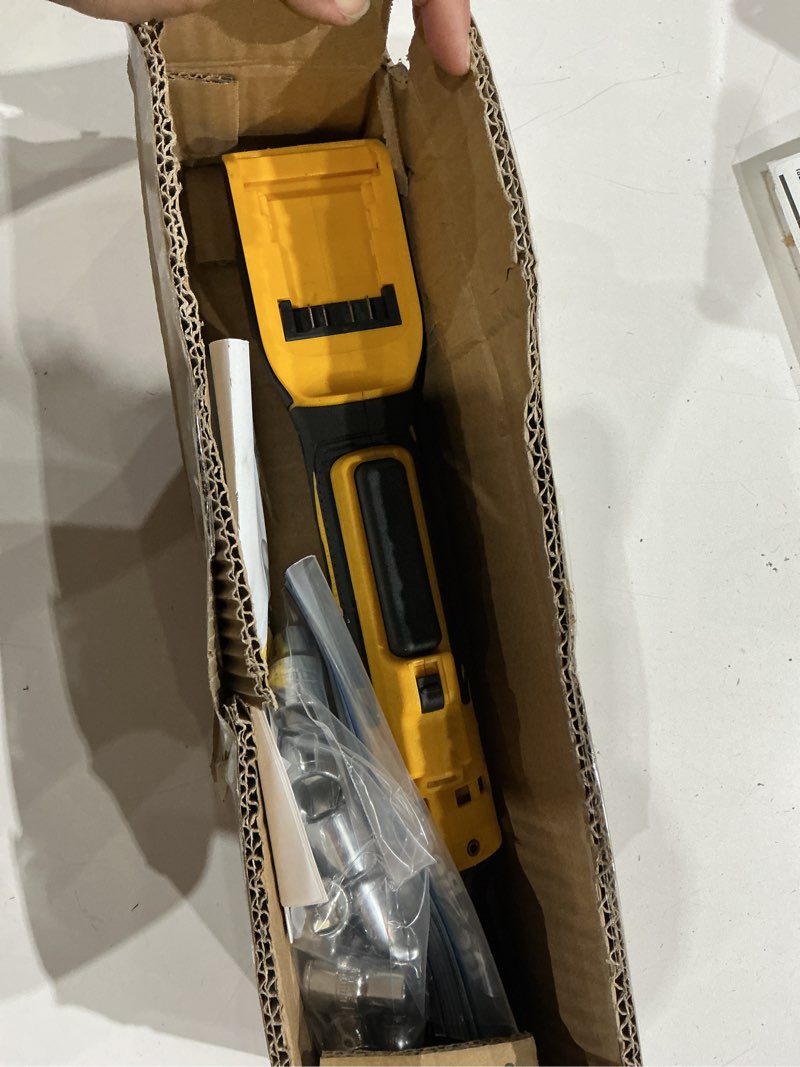 Condition photo showing Good Condition for 1/2 inch cordless ratchet wrench compatible with dewalt 20v max battery, 74ft-lbs (100n.m) high torque, brushless motor, 0-400rpm variable speed, 7 sockets, 1/2" to 3/8" adapter, 3" extension bar