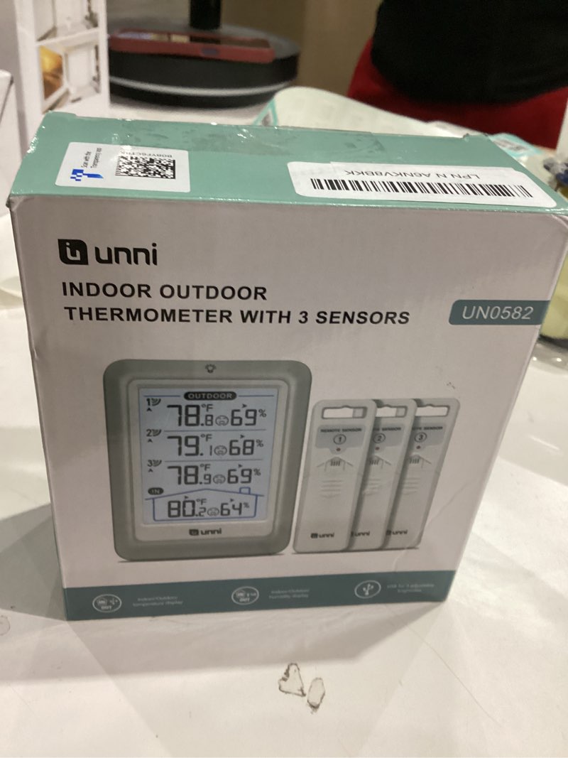 Condition photo showing New/Like New for Indoor Outdoor Thermometer Wireless, 4.5 Inch Display Digital Hygrometer Thermometer Temperature Humidity Monitor with 330ft Range Sensor and Adjustable Backlight White