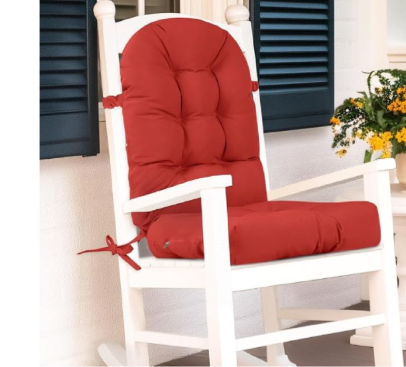 Geelin 4 Pcs Adirondack Chair Cushion High Back Patio Chair Cushion 44 x 19 x 4 Inch Tufted Weather Resistant Fade Resistant Seat Rocking Chair Cushion for Patio Rocking Chair Cushion Seat (Black) red 4