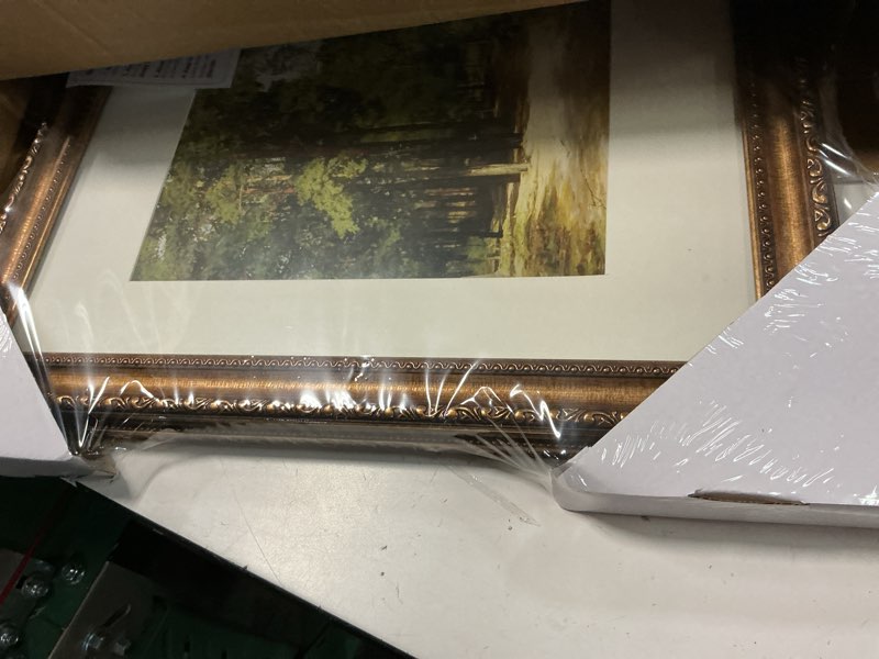 Condition photo showing Good Condition for 12x16 gold picture frame, 2 pack ornate vintage picture frames for wall or tabletop display, 12x16 photo frame gold with real glass, display poster 8.5x11 with mat or 12 x 16 without mat for antique déco antique bronze vintage picture frame 12x16