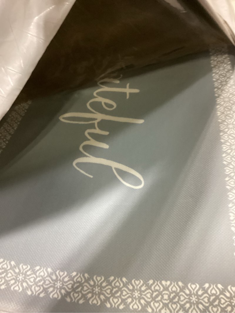 Condition photo showing Good Condition for MARTHA STEWART Bloomfield Grateful Border Kitchen Mat, Comfort Standing Mat, Non-Slip Backing, Water Resistant, Blue, 18"x30" Blue 30"L x 18"W x 0.4"Th