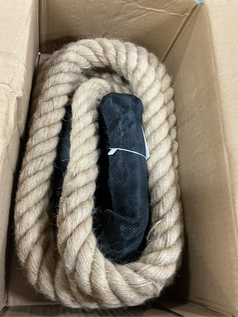 Condition photo showing Good Condition for climbing rope gym workout - 10ft 15ft 20ft 25ft 30ft 35ft heavy duty jute thick ropes for adults strength training outdoor tree swing indoor home fitness exercise - 1.5 inch