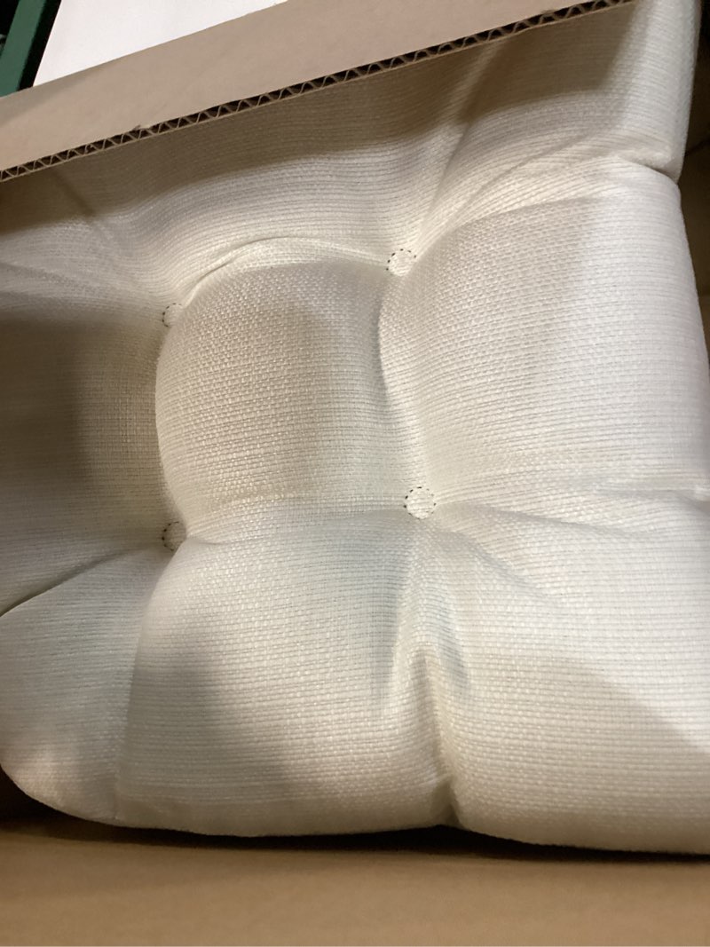 Condition photo showing Good Condition for Klear Vu Omega Non-Slip Rocking Chair Cushion Set with Thick Padding and Tufted Design, Includes Seat Pad & Back Pillow with Ties for Living Room Rocker, 17x17 Inches, 2 Piece Set, Ivory Ivory 2 Piece Set