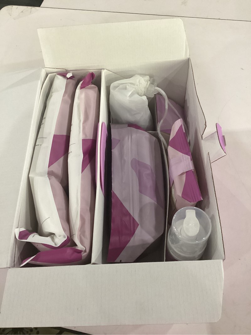 Condition photo showing New/Like New for frida mom 11pc postpartum essentials kit gift set, hospital bag must haves for new mom, includes 4 disposable postpartum underwear, 4 ice maxi pads, perineal healing foam & 24 pad liners & peri bottle postpartum kit
