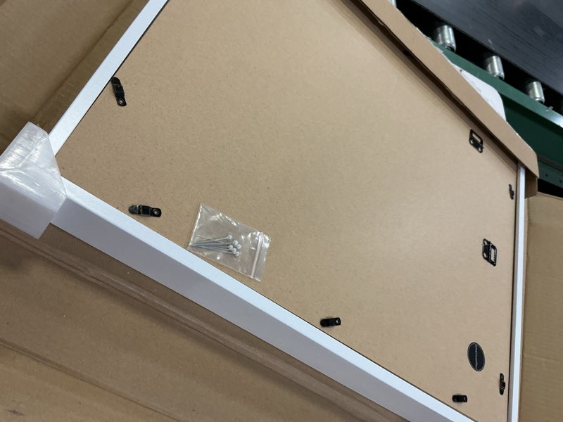 Condition photo showing Good Condition for Americanflat 16x20 Shadow Box Frame with Polished Plexiglass - Silhouette Collection - Large Shadow Box Display Case for Tabletop and Wall Display - White with Soft Felt Back White 16x20