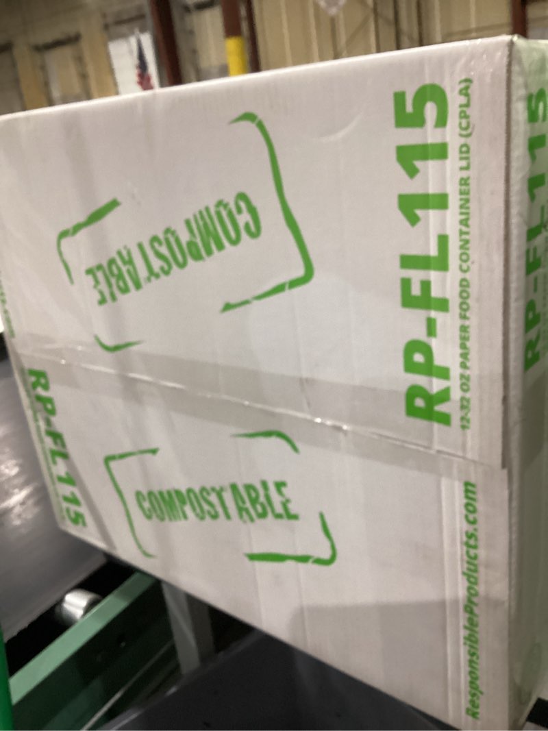 Condition photo showing New/Like New for lids for responsible products 12-32 oz paper food containers, tree-less™ compostable food container lids, extra strength, tree-free and made without pfas, white (1000 count) rp-fl115-1000