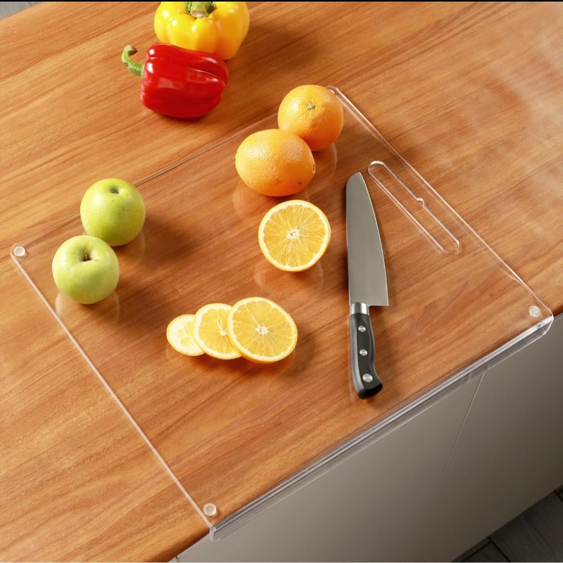 18 X 16 Inch Acrylic Cutting Board for Kitchen, Clear Cutting Board for Countertop, Non-Slide Chopping Boards with Lip, Multipurpose Charcuterie Boards, Countertop Protector, Desk Mat, Gift for Mom 1 18"L x 16"W