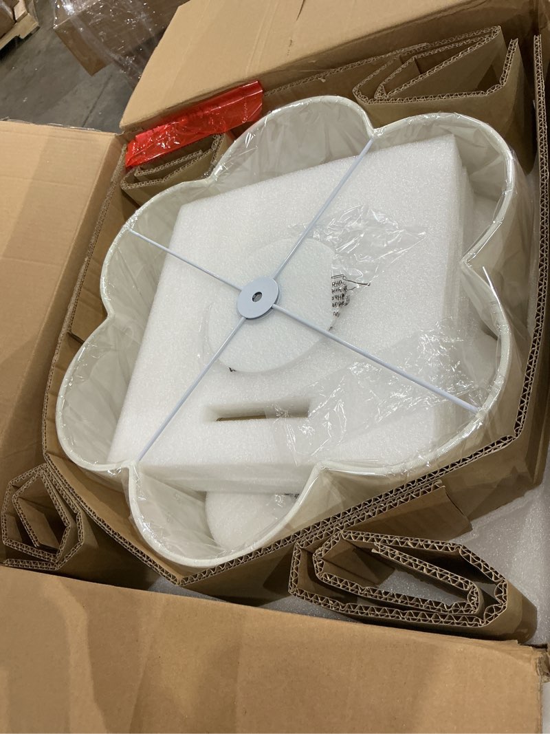 Condition photo showing Good Condition for gold semi flush mount ceiling light, 13.5" 4-light light fixtures ceiling mount with beige fabric shade in quatrefoil for kitchen nursery entryway hallway bedroom, e12 base, sm179-bg-b brushed gold, beige shade 13.5 inch, e12 base