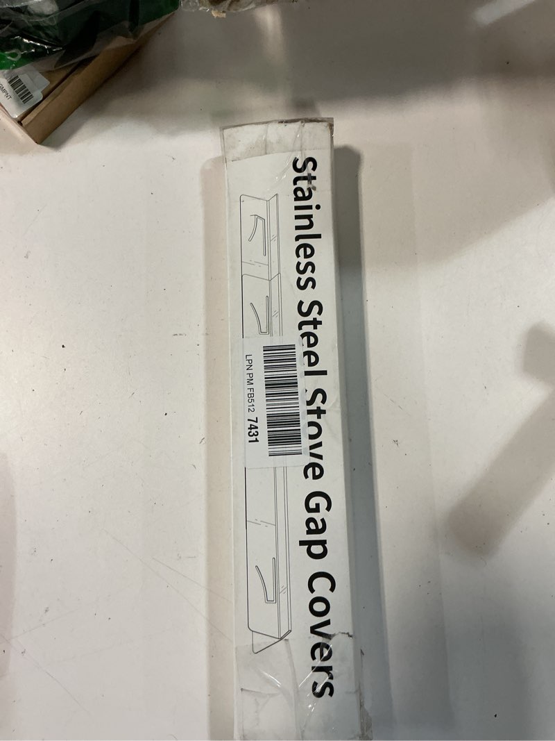 Condition photo showing New/Like New for Stove Gap Covers,Stove Gap Filler Stainless Steel,13.8'' to 27.5'' Adjustable Length (2PCS),Range Trim Kit,Oven Stove Gap Guard Between Stovetop and Counter,Easy to Clean Heat Resistant, Black