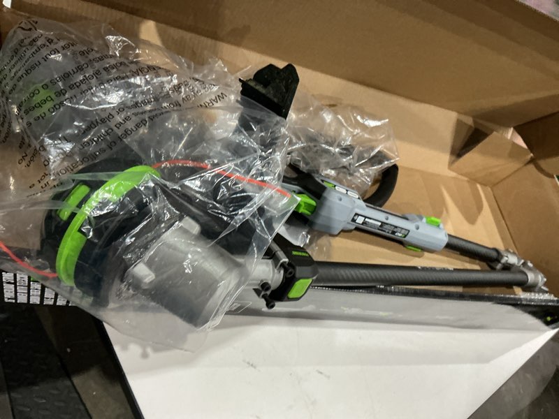 Condition photo showing As Is for ego power+ powerload with carbon fiber shaft 56-volt 16-in telescopic shaft battery string trimmer