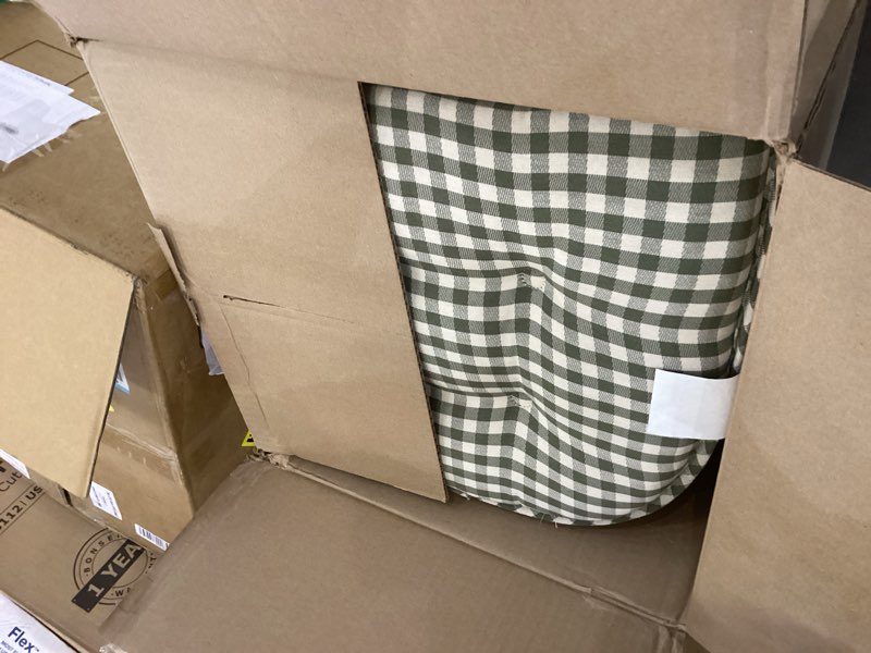 Condition photo showing New/Like New for Klear Vu Omega Non-Slip Chair Cushions, Assembled in USA, U-Shaped Skid-Proof Seat Pads for Dining Room, Kitchen, Office, 15"x16" 4 Pack Gingham Pine 4 Count Gingham Pine 4 Pack