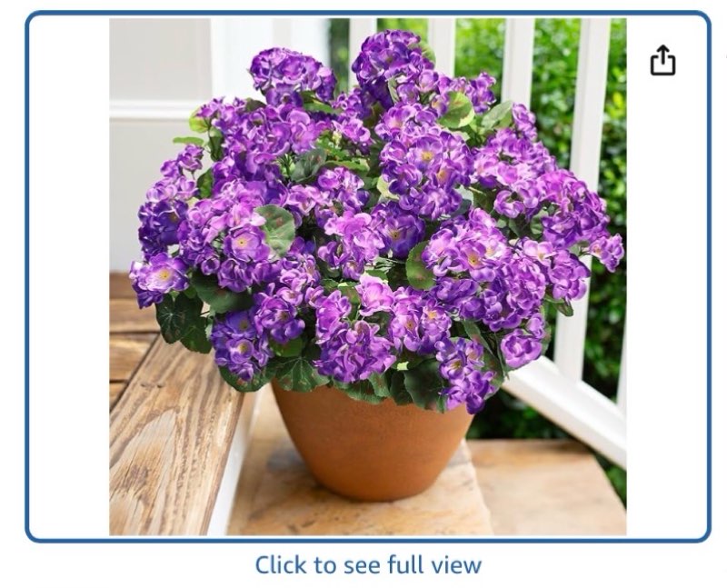 geraniums artificial flowers for outdoors, 2 pack potted plants fake geranium bush realistic fake fl