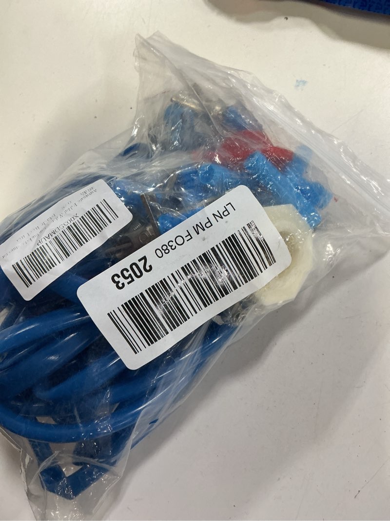 Condition photo showing Good Condition for automatic rabbit watering kit include 6 nipple drinker feeders, id 5/16" hose, barb fittings to g1/2" thread connector, watering system bucket connector rabbit drinking set with bucket connector