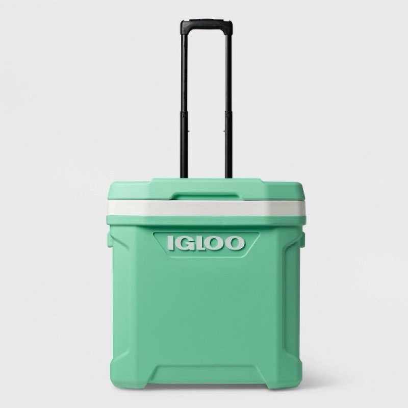 Igloo Latitude 60qt Rolling Cooler - Mint: Hard-Sided with Cup Holder & Drain Plug