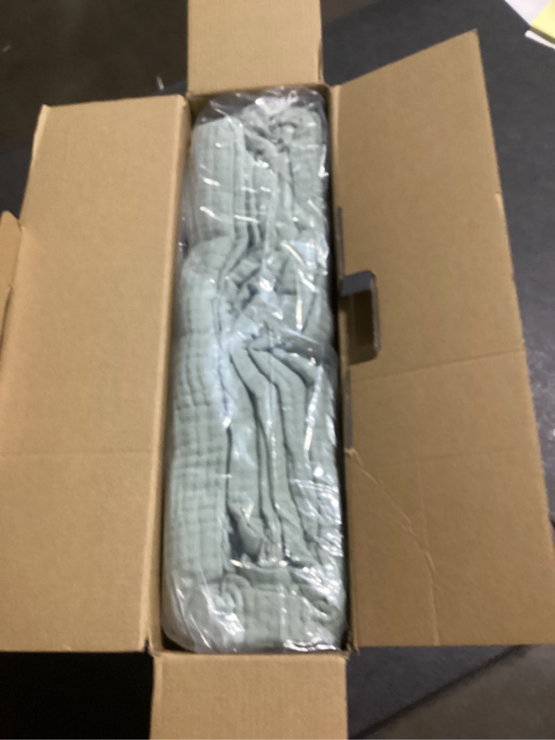Condition photo showing New/Like New for david's home pre-washed 100% cotton muslin throw blanket, 4-layer soft throw for bed couch, breathable & lightweight blankets for adults hot sleepers, room decor, luxury gift, sage green, 50 * 70" sage green throw xl(50x70")