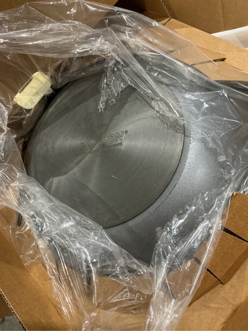 Condition photo showing As Is for anolon advanced home hard-anodized nonstick open stock cookware- woks (14-inch covered wok, onyx) wok (14-inch) onyx