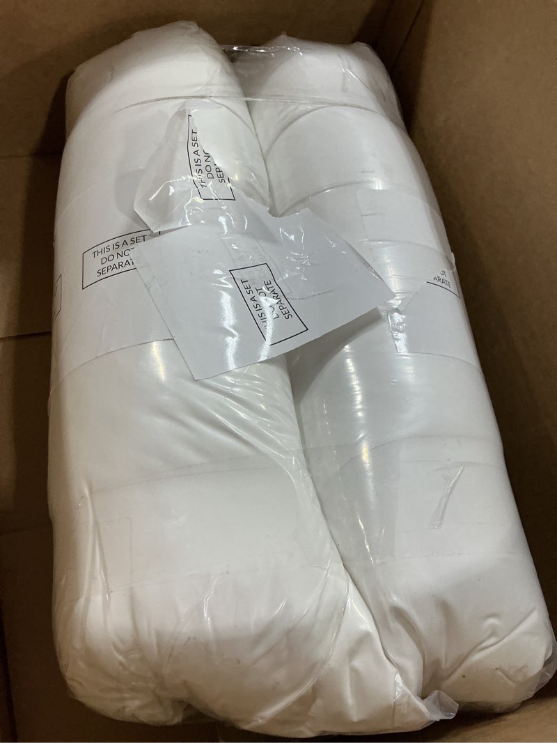 Condition photo showing New/Like New for hofdeco premium throw pillow inserts set of 2, 22"x22" (for cover size 20"x20") water resistant synthetic down alternative sham stuffer for patio, bench, garden, white 22"x22" x2 22"x22"