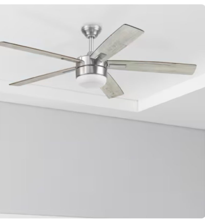  harbor breeze boltz iii easy2hang 52-in brushed nickel with gray blades color-changing integrated led ceiling fan with light 5 -blade item #5497046 | model #43350