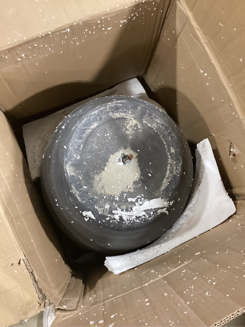 Condition photo showing Good Condition for kante 18",14",10" dia concrete round planters (set of 3), outdoor indoor large planter pots with drainage hole and rubber plug for home patio garden, black black 18"d + 14"d + 10"d