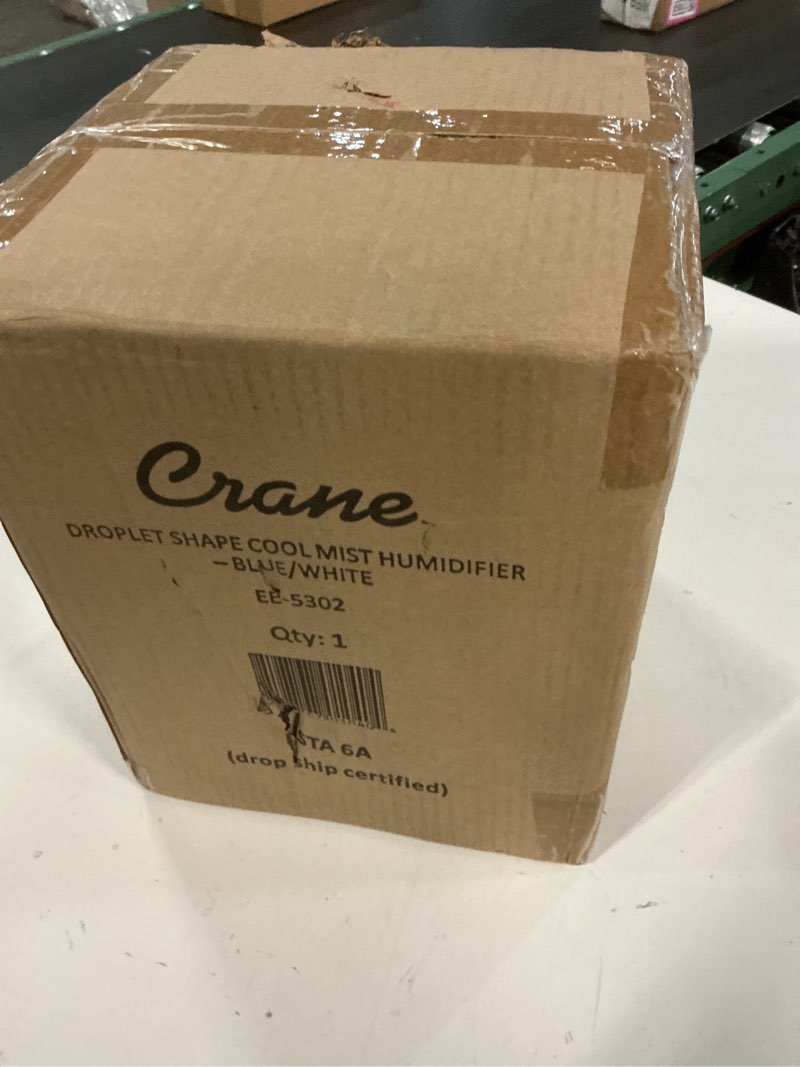Condition photo showing New/Like New for crane droplet ultrasonic teardrop cool mist air humidifier, 0.5 gallon for bedroom and office, blue and white, nursery humidifier blue air humidifiers