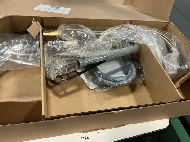 Condition photo showing As Is for moen kiran bronzed gold one-handle high arc pulldown kitchen faucet with power clean, 87599bzg