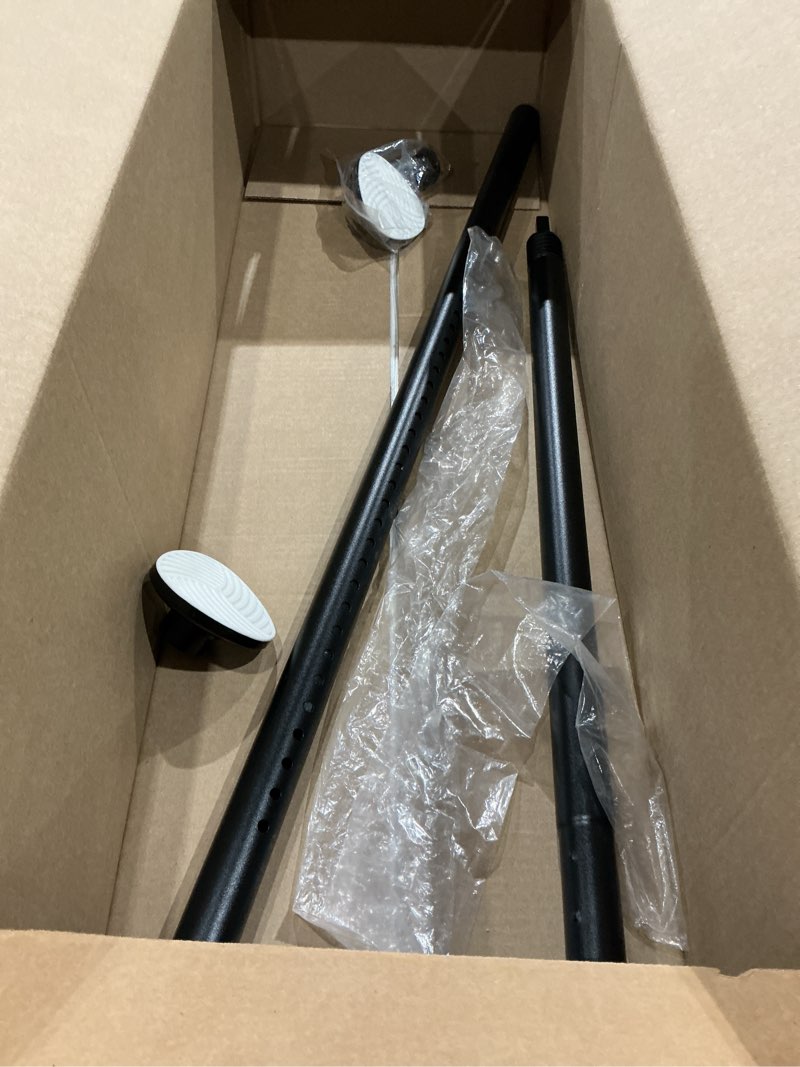 Condition photo showing Good Condition for tension curtain rod 51-86 inch, curtain rod no drilling for window or bathroom closet, outdoor curtain rods for patio tension rod, easy to install, never rust, rod diameter 1.26 inches - black black 51''-86''
