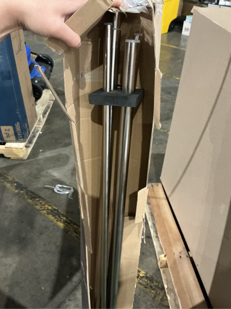 Condition photo showing As Is for allen + roth double rod 72-in to 144-in brushed nickel steel double curtain rod