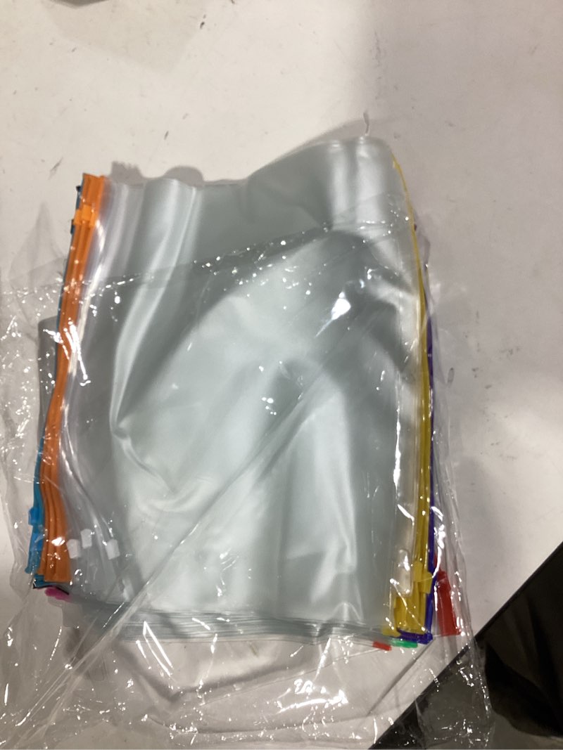 Condition photo showing As Is for gersoniel 40 pieces binder pockets 3 hole zipper pouch 3 ring a4 pockets with zipper binder folders plastic pouches loose leaf bags waterproof pvc document filing bag (colorful) colorful a4