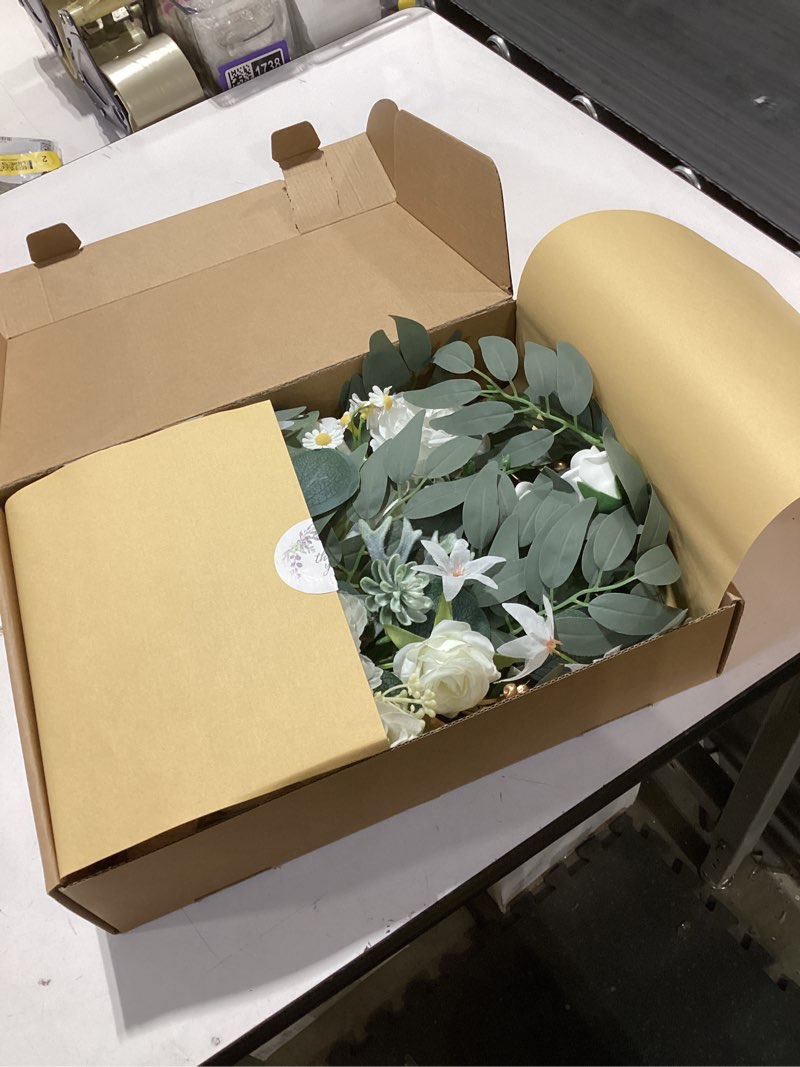 Condition photo showing New/Like New for faux arch flower swag set of 2 for wedding welcome signs floral swag wedding reception ceremony signs decor (white)