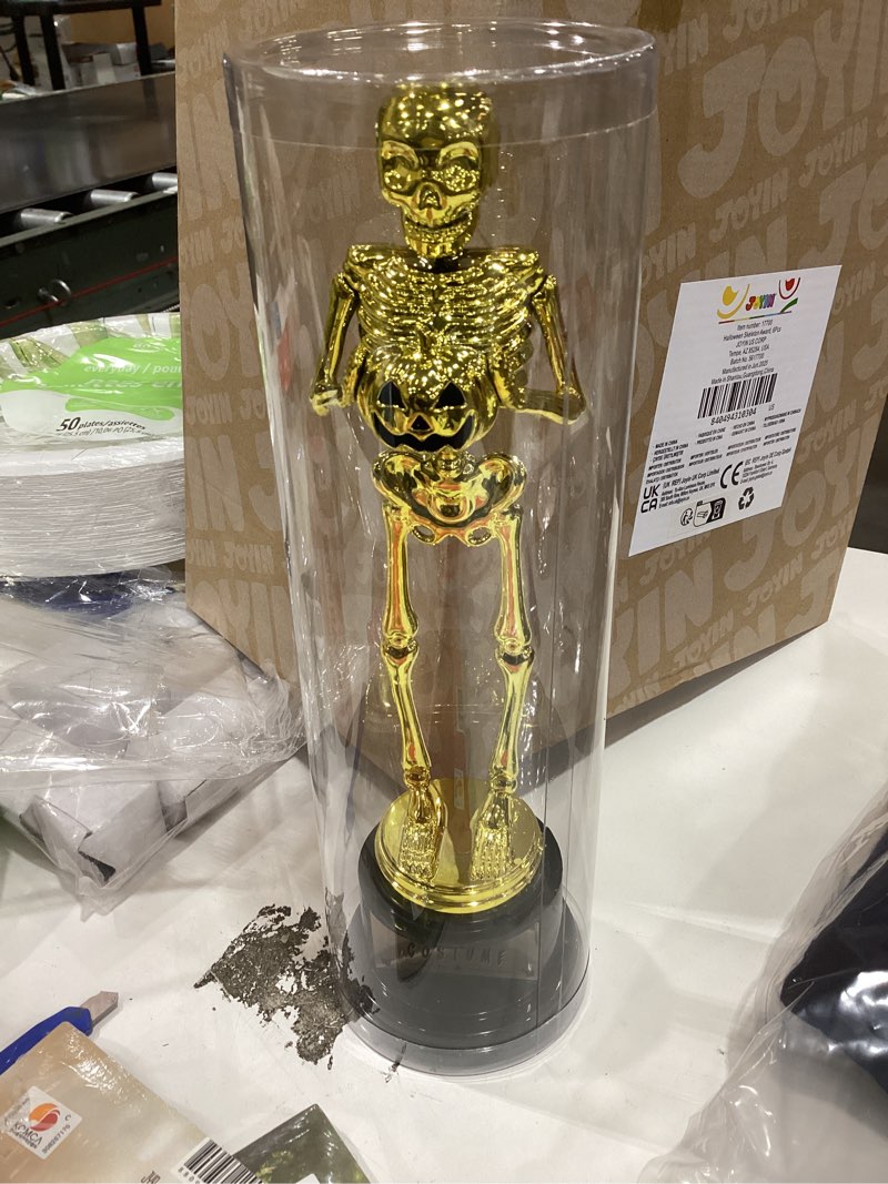 Condition photo showing As Is for JOYIN Halloween Trophy Best Costume Skeleton 10.6x3.2, 2/6PCS Awards for Medals Party Favor Prizes, Golden Costume Contest Trophy, School Classroom Rewards,Trick or Treat