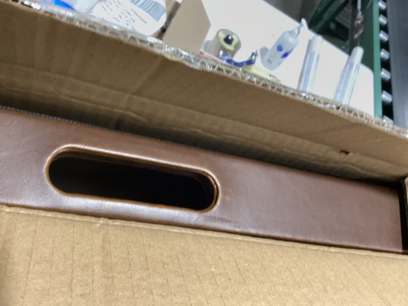 Condition photo showing Good Condition for Hanobe Ottoman Serving Tray Large: 20'' Decorative Trays with Handles - Leather Coffee Table Decor for Extra Big Counter Home Living Room - Oversized