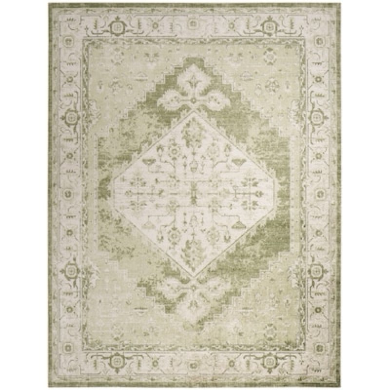 nourison home astra machine washable 6’7 x 9 (ft) loomed ivory green rectangular indoor abstract persian machine washable pet friendly area rug