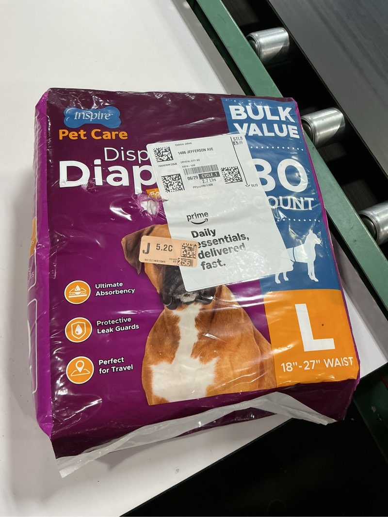 Condition photo showing Good Condition for inspire pet care dog diapers female dogs | bulk value doggie incontinence, accidents, for heat, pee or period and housebreaking (large (30 count))