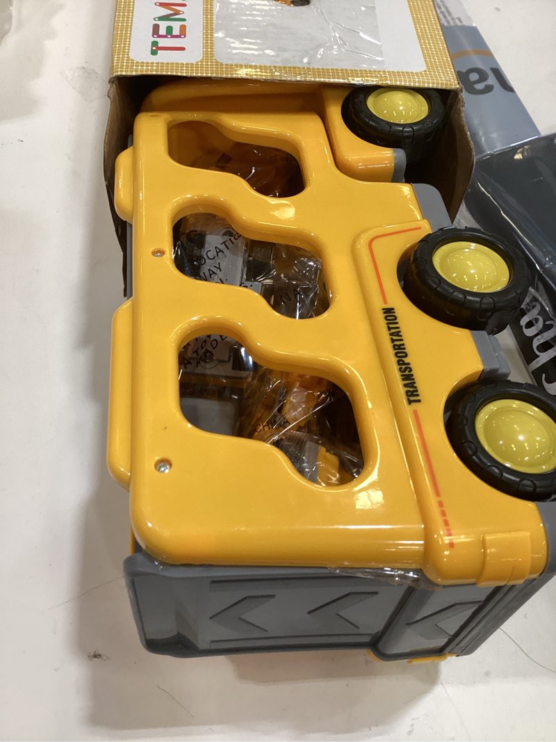 Condition photo showing Good Condition for temi construction truck for 3-5 year old toddlers - boy toys, carrier truck | engineering transport vehicle for 3 4 5 years old, sound and light, kids excavator crane gifts toys for boy and girl aged 4-6 5 in 1 construction truck