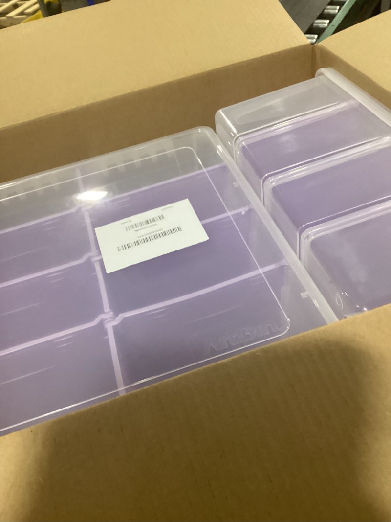 Condition photo showing Good Condition for ArtBin Super Satchel Double Deep Compartment Box with Purple Accents in a 3 Pack - Art Storage with 8 Removable Compartments, Smart Closure for Craft Supplies (Purple - Pack of 3) Purple Pack of 3