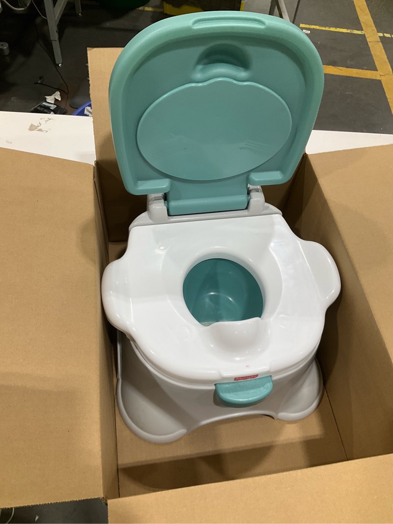 Condition photo showing Good Condition for fisher-price™ 3-in-1 toddler toilet training potty chair and step stool, with removable toilet ring