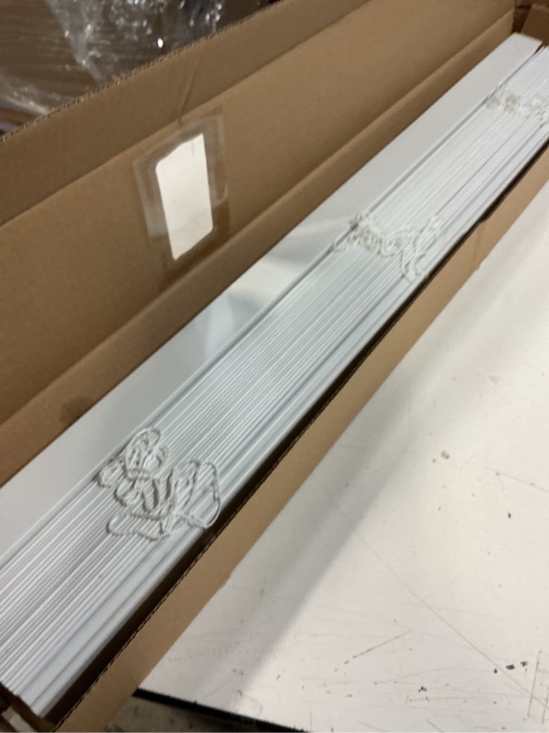 Condition photo showing As Is for Allen + Roth Trim at Home 2-in Slat Width 35-in x 48-in Cordless White