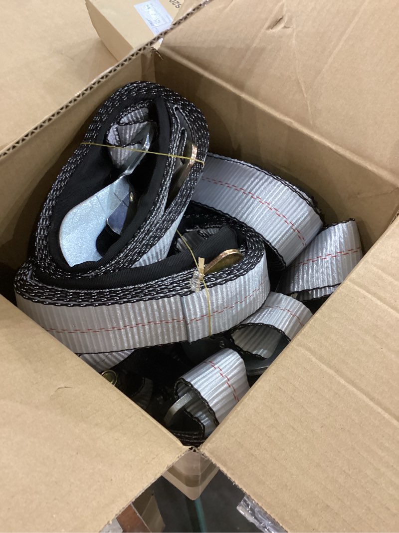 4 Pack Silvery General Axle Tie Down Combo Strap with Snap Hook Heavy Duty Tie Down Strap Kit 2 Inch