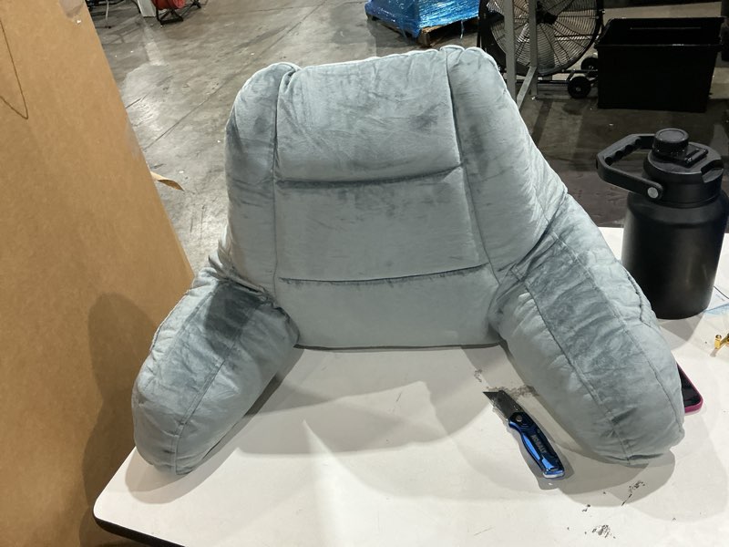 Condition photo showing Good Condition for iaseahk reading pillows for sitting in bed adult, back pillow for bed sitting up, backrest pillows with shredded foam for adult&teens, support pillow with arms for beds, couch, floor, gray