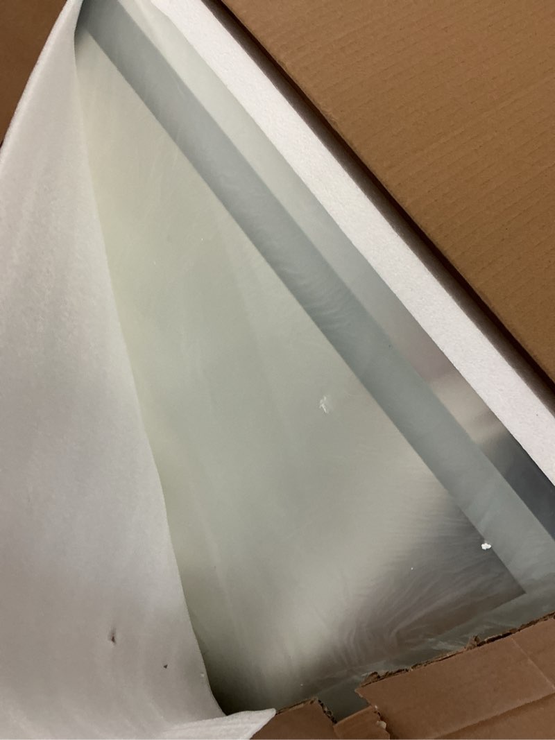 Condition photo showing As Is for bumng 60" x 36" led bathroom mirror - dimmable wall-mounted mirror with front & backlight, anti-fog,
