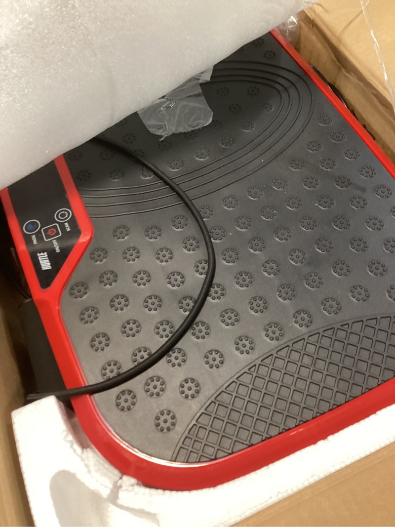 Condition photo showing Good Condition for hurtle fitness vibration platform machine - home gym whole body shaker exercise machine workout trainer fast weight loss w/resistance bands easy carry wheel remote adjustable speed red