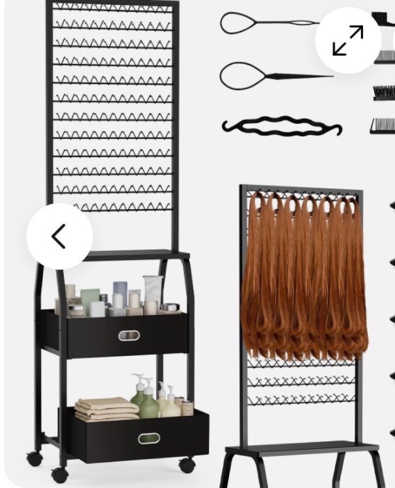 portable braiding hair rack with wheels & storage drawers,2-sided 288 pegs,ha...