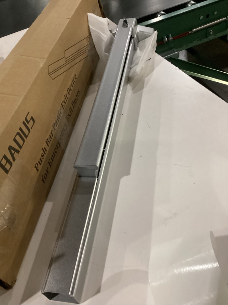 Condition photo showing New/Like New for Commercial Door Push Bar Panic Exit Device with Exterior Lever - 31.5”/80cm Stainless Steel Panic Bars for Exit Doors, Emergency Exit Panic Door Hardware for 32”-48” Wood Metal Door, Silver