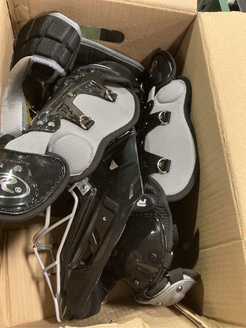 Condition photo showing Good Condition for Rawlings | Renegade Series Baseball Catcher's Set | NOCSAE Certified | Adult | Intermediate | Youth | Multiple Colors Intermediate | Ages 12-15 Black/Silver