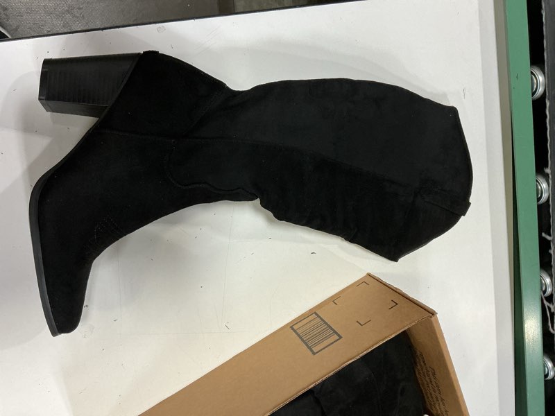 Condition photo showing Good Condition for putu women's knee high boots faux suede slouch tall boots with chunky heel 10 black