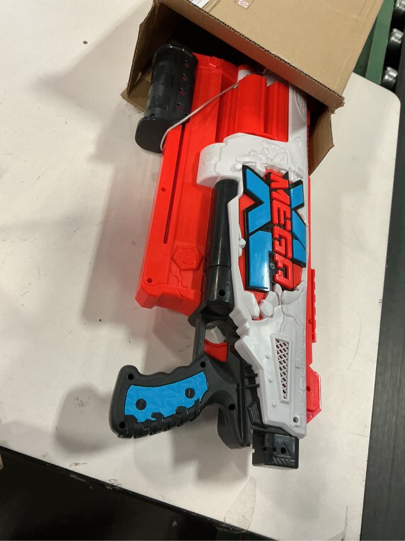 Condition photo showing As Is for Nerf Mega XL Boom Dozer Blaster, Largest Mega Darts Ever, XL 6-Dart Rotating Drum, 6 Mega XL Whistler Darts, Pump Action