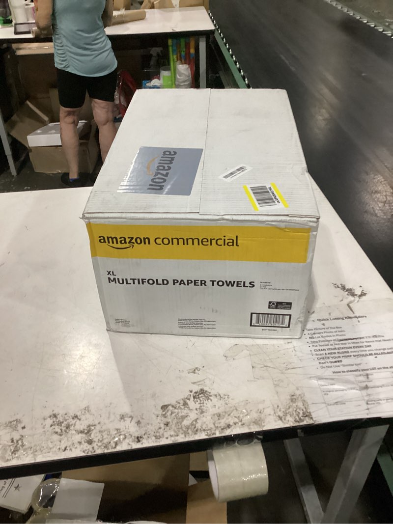 Condition photo showing New/Like New for amazoncommercial 2-ply white xl multifold paper towels, absorbent, compatible with universal dispensers, fsc certified, 115 sheets per pack (16 packs)