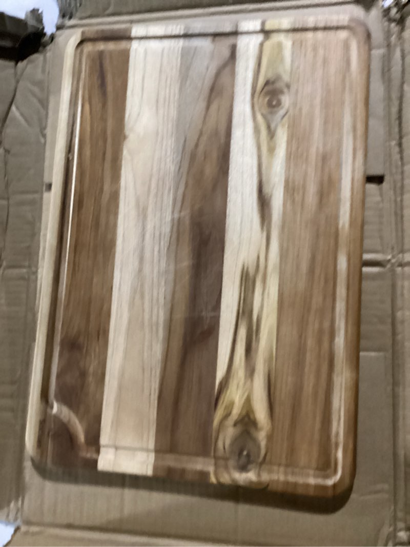 Condition photo showing Good Condition for non toxic wood cutting board - conditioned with natural beeswax flaxseed & lemon oil - free of mineral oil - made of fsc certified acacia wood - 16" x 11" thick cutting board by ziruma