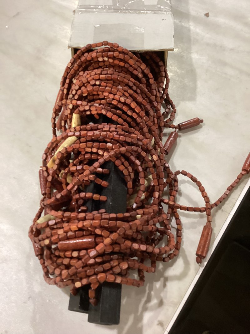 Natural Wood Bamboo Beaded Curtain, 52 Strands Short Handmade Boho Wood Door String Beads Curtains f