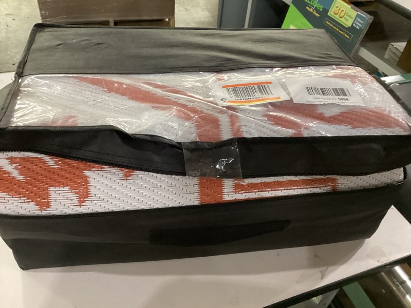 Condition photo showing Good Condition for 9x12 Large Outdoor Rug for Patio Rugs Waterproof, Reversible Plastic Straw Rug Medallion Pattern, Vintage Camping Rug, Foldable Lightweight Carpet for RV, Porch, Deck, Backyard, Balcony (Brick Color)